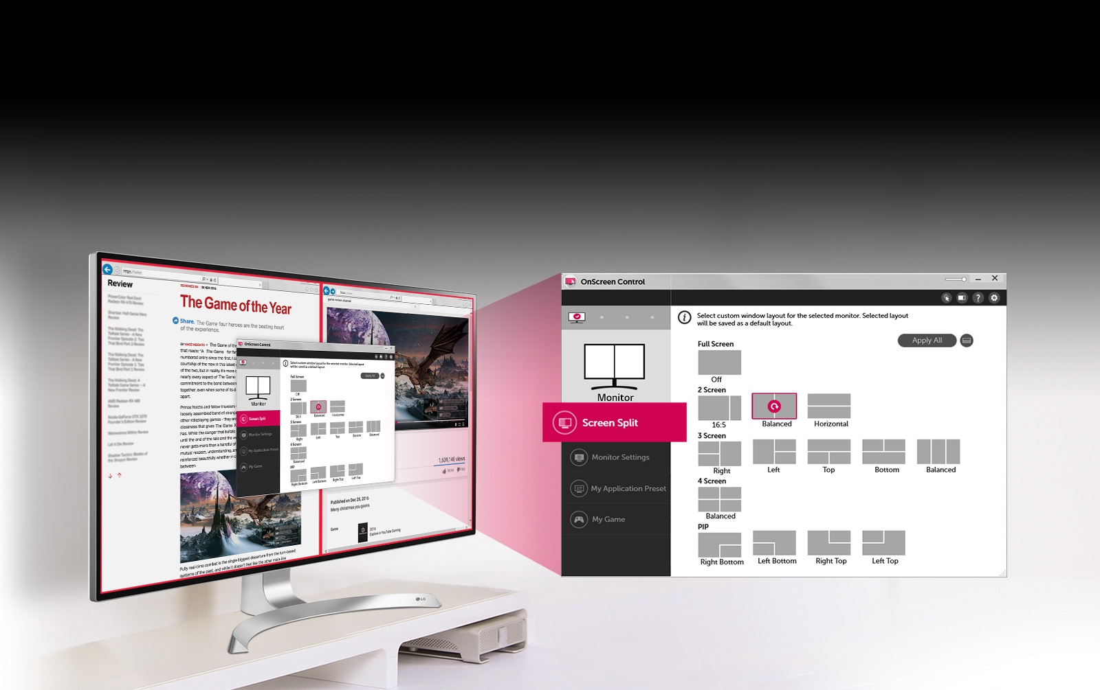 Various Types of Screen Split Options1