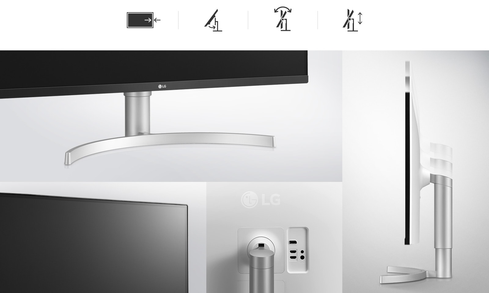 Height & Tilt adjustment, One-Click stand, and 3-Side Virtually Borderless design 