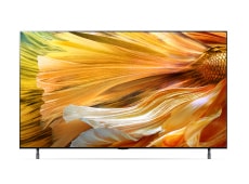 QNED90 with a close-up image of bright petals in shades of yellow and orange on-screen.